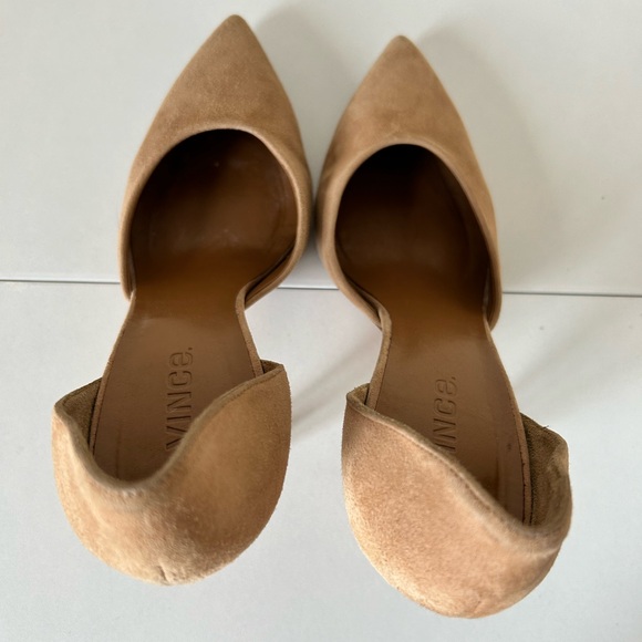 Vince Celeste Suede D’Orsay Pointed Toe Cream Neutral Beige 3.5” Pump Size 8.5 8 - Picture 8 of 8